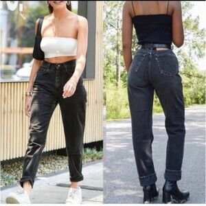 Eddie Bauer Jeans Womens 12 Tall Classic Fit Black High Rise Straight Leg Denim